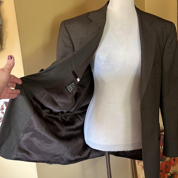 JOS A BANK Size 44S Brown Classic Plaid 100% Wool  Blazer Sport-jacket $349 NEW - Picture 3 of 16
